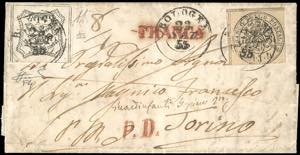 1855 - 8 baj bianco, falso per posta, I ... 