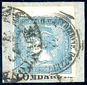 1851 - 3 cent. azzurro grigio, Mercurio, ... 