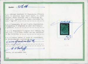 1853 - 5 cent. verde (4), ampio ... 