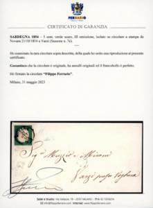 1854 - 5 cent. verde scuro, III ... 