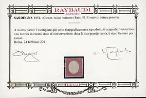 1854 - 40 cent. rosso mattone (9), ... 