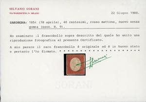 1854 - 40 cent. rosso mattone (9), ... 