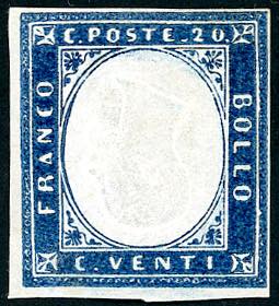 1860 - 20 cent. azzurro grigio, ... 