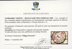 1859 - 2 kr. vermiglio (3), ... 