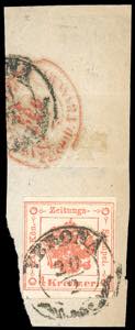 1858 - 4 kr. vermiglio (4a), perfetto, usato ... 