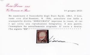 1861 - 3 lire rame, un esemplare e ... 