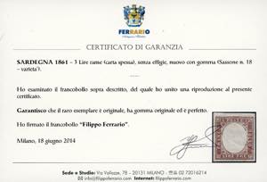 1861 - 3 lire rame vivo (18A), ... 