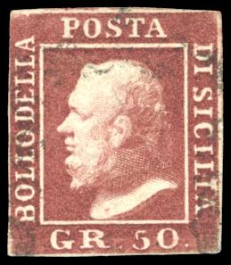 1859 - 50 grana lacca bruno (14), usato, ... 