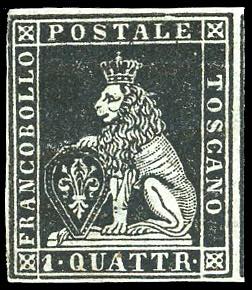 1851 - 1 quattrino nero su grigio (1), ... 