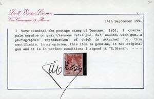 1851 - 1 crazia carminio chiaro su ... 