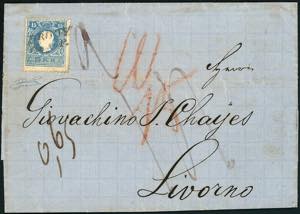 1859 - 15 Kr. azzurro, II tipo (Austria 16), ... 