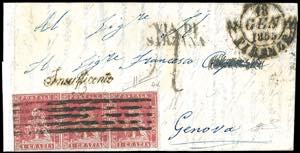 1853 - 1 crazia carminio su grigio (4d), ... 