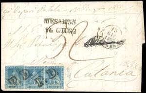 1855 - 2 crazie azzurro chiaro su grigio ... 