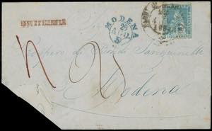 1854 - 2 crazie azzurro su grigio (5d), ... 