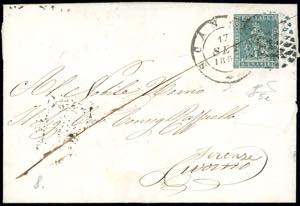 1851 - 2 crazie azzurro verdastro su grigio ... 