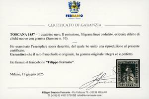 1857 - 1 q. nero, II emissione, ... 