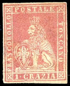 1857 - 1 crazia carminio, II emissione (12), ... 