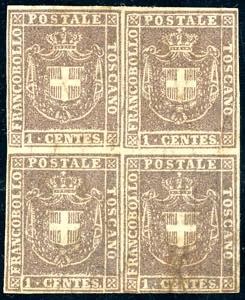1860 - 1 cent. violetto bruno (17), ... 
