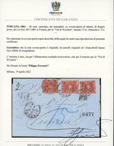 1861 - 40 cent. carminio (21), tre ... 