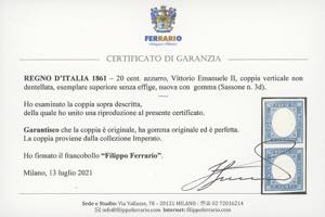 1861 - 20 cent. azzurro, coppia ... 