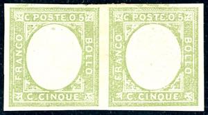 1861 - 5 cent. verde giallo, non emesso, ... 