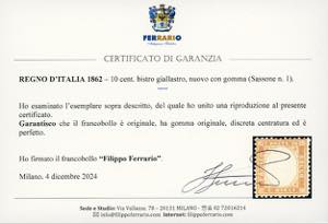 1862 - 10 cent. bistro giallastro ... 