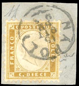1862 - 10 cent. bistro giallastro (1), ... 
