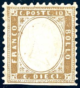 1862 - 10 cent. bistro oliva scuro, posiz. ... 