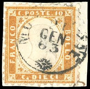 1862 - 10 cent. arancio ocra (1h), perfetto, ... 