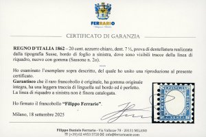 1862 - 20 cent. azzurro chiaro, ... 