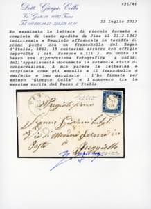 1863 - 15 cent. azzurro tipo ... 
