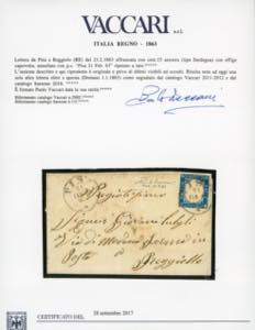 1863 - 15 cent. azzurro tipo ... 