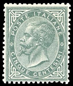1866 - 5 cent. verde grigio scuro, De La ... 