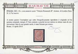 1863 - 10 cent. ocra arancio scuro ... 