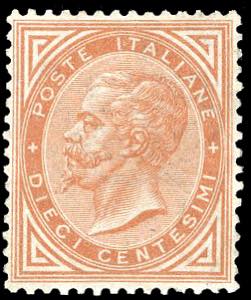 1863 - 10 cent. ocra arancio scuro De La ... 