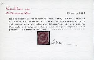 1863 - 30 cent. bruno, De La Rue, ... 