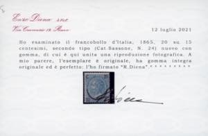 1865 - 20 cent. su 15 cent. Ferro ... 
