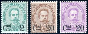 1890/91 - Umberto I soprastampati, serie ... 