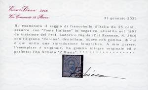 1891 - 25 cent. Umberto I, non ... 