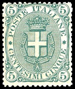 1891 - 5 cent. Stemma, fondo rigato (59), ... 