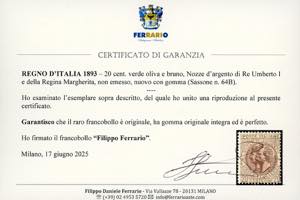 1893 - 20 cent. verde oliva e ... 