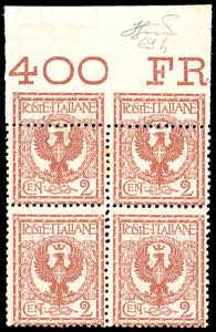 1901 - 2 cent. Floreale, blocco di quattro, ... 