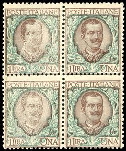1901 - 1 lira Floreale (77), blocco di ... 