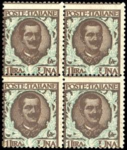 1901 - 1 lira Floreale, doppia stampa del ... 