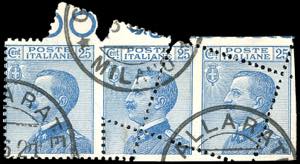 1908 - 25 cent. Michetti (83), striscia ... 
