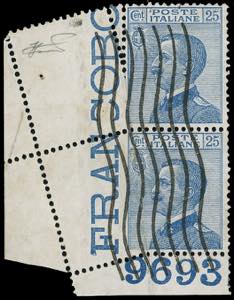 1908 - 25 cent. Michetti, coppia verticale, ... 