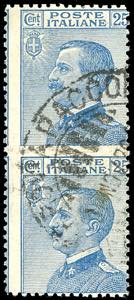 1908 - 25 cent. Michetti, coppia verticale ... 