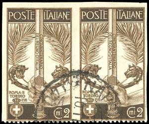 1911 - 2 cent. Unità dItalia, coppia ... 