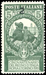 1913 - 2 cent. su 5 cent. Unità dItalia ... 