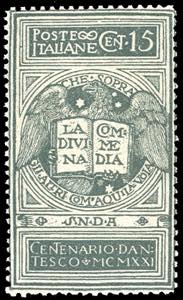 1921 - 15 cent. grigio Dante, non emesso ... 